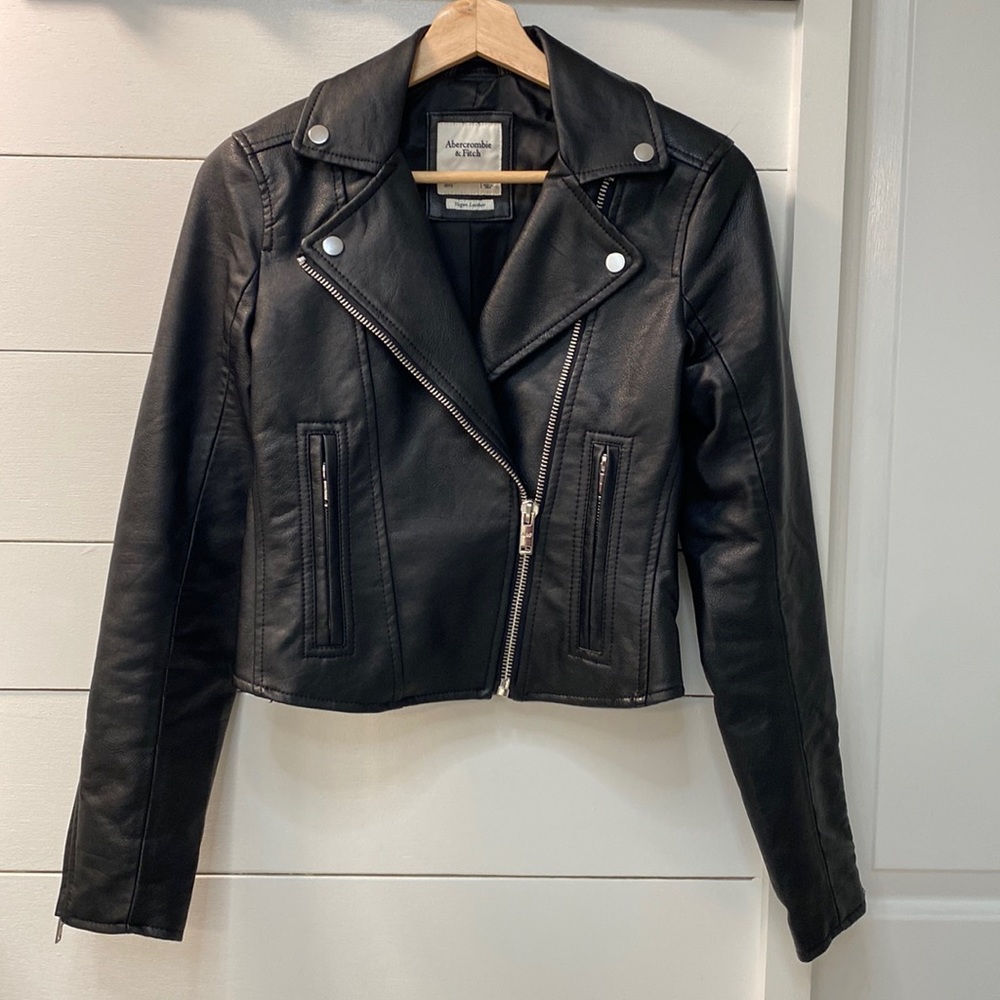 Abercrombie and Fitch Black, vegan leather jacket, XS